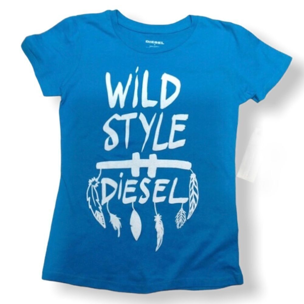 🎁NWT Girls Diesel Wild Style Tee in Teal Blue Size 6YR🎁